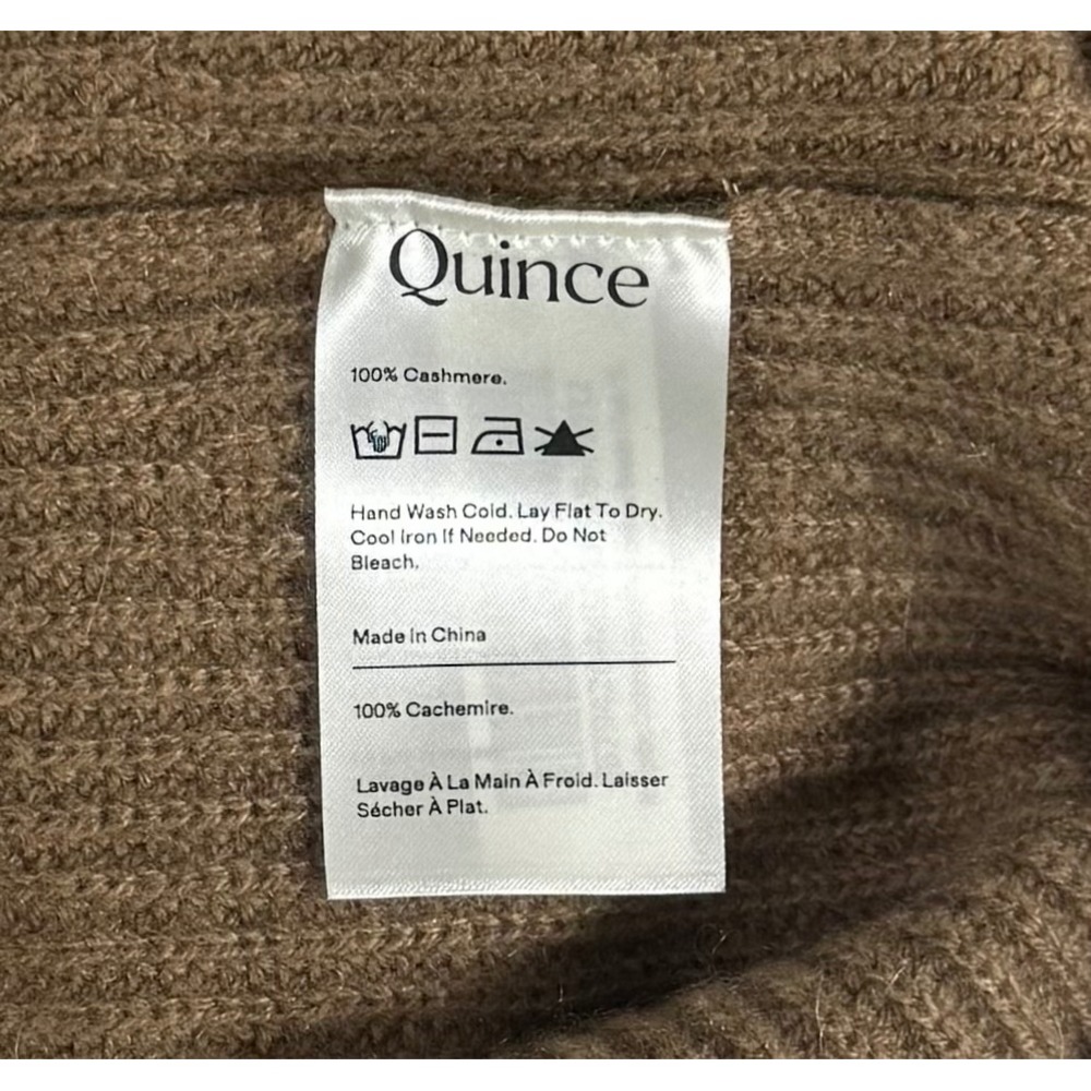 Quince Cashmere Fisherman Sweater XL NWT Teak Brown Ribbed Mongolian Crewneck - Picture 5 of 11